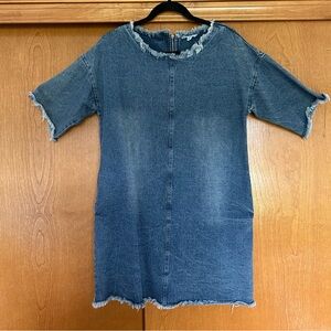 Easel Denim Short Sleeve Frayed Mini Dress Size Medium